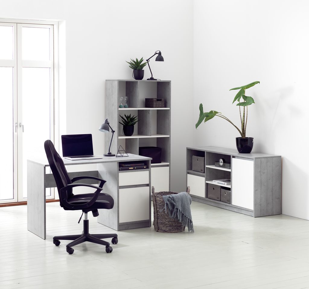 Desk BILLUND 54x120 concrete/white
