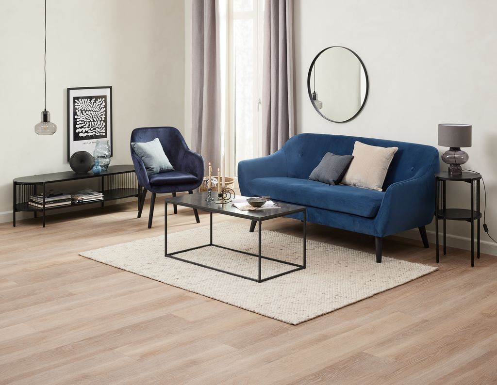 Armchair UDSBJERG blue velvet/black