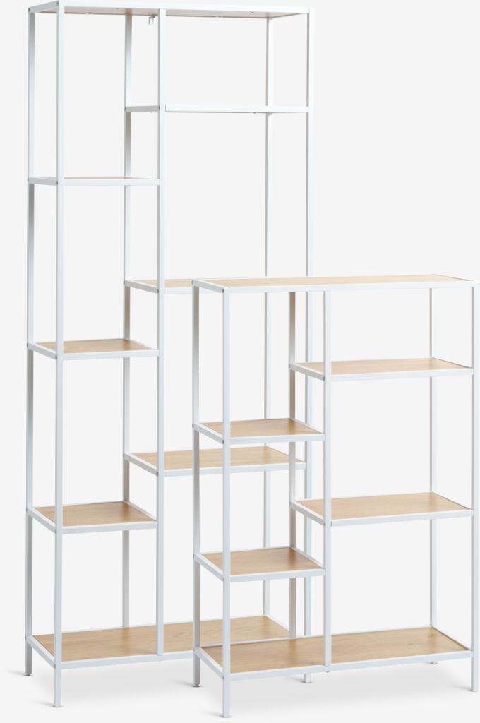 Shelving unit TRAPPEDAL 5 shelves oak color/white