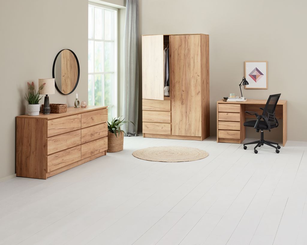 Desk LIMFJORDEN 60x120 4 drawers natural oak colour
