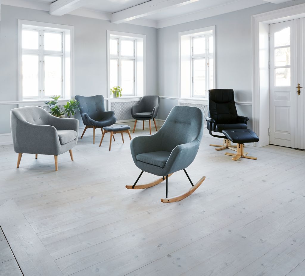 Rocking chair NEBEL light blue fabric