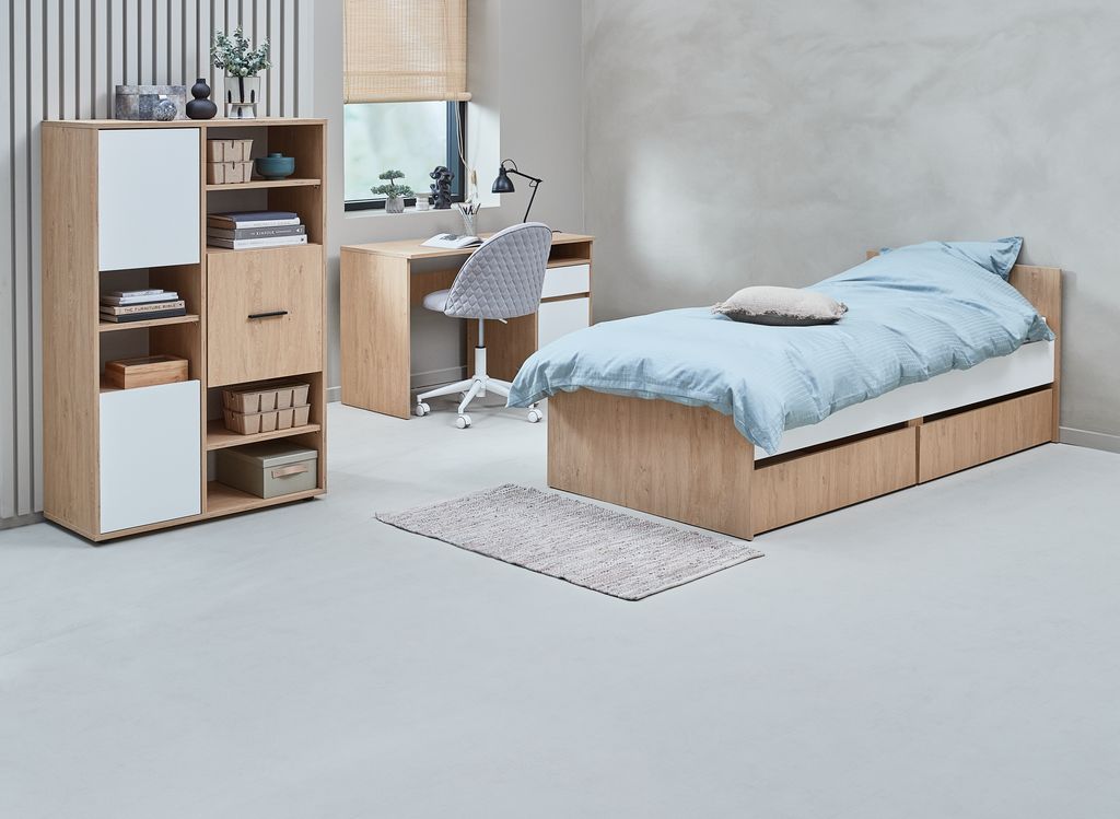 Desk BILLUND 54x120 oak colour/white