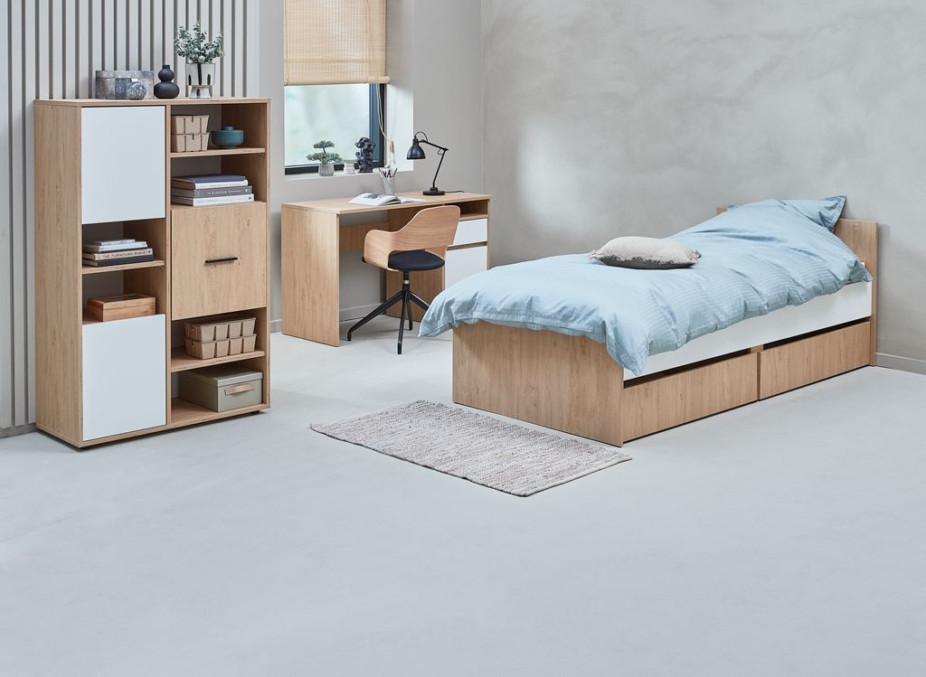 Desk BILLUND 54x120 oak colour/white