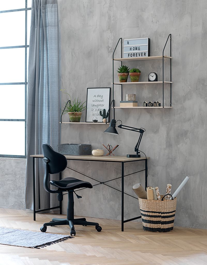 Wall shelf HEJLSMINDE 3 shelves black/natural