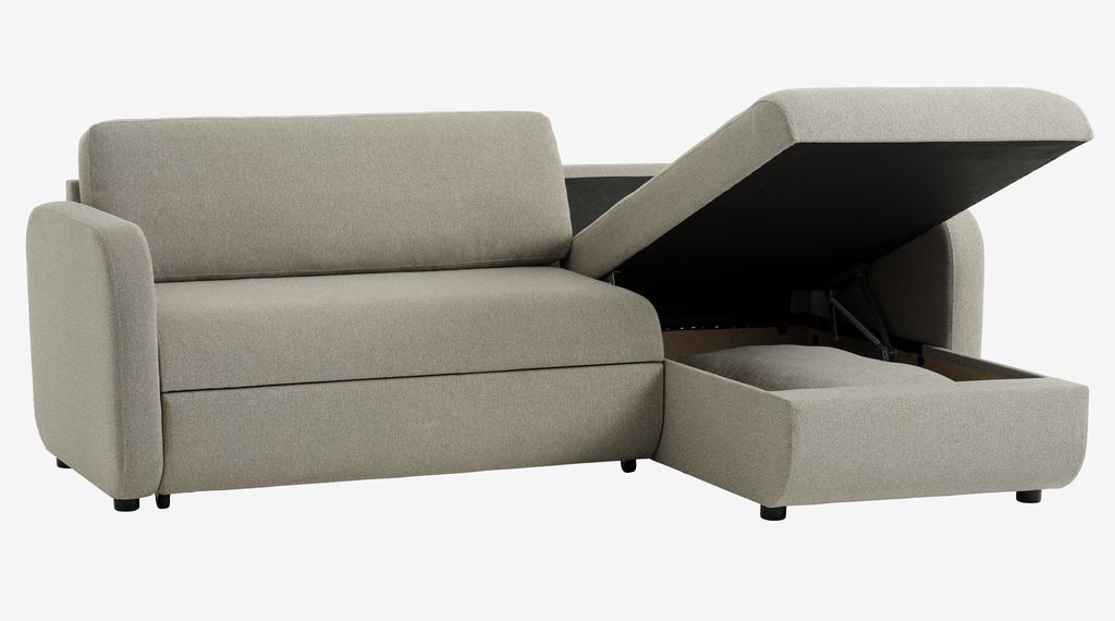 Sofa bed chaise longue MOMMARK beige fabric