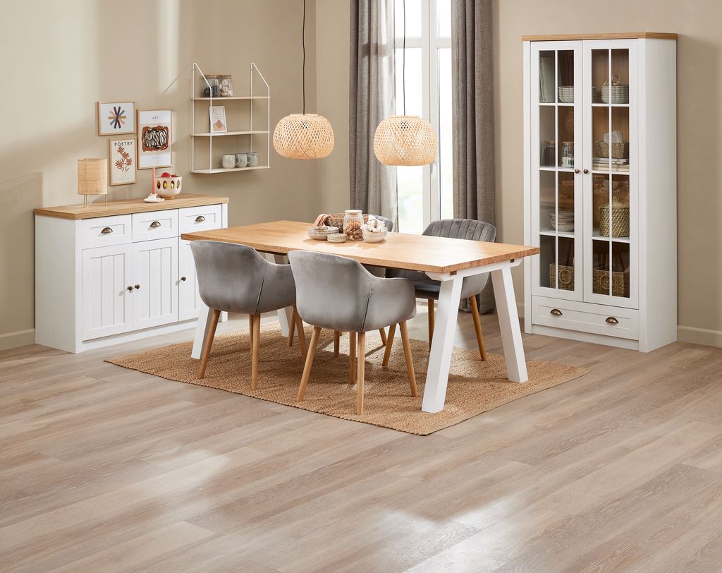 Display cabinet MARKSKEL 2 doors white/oak colour