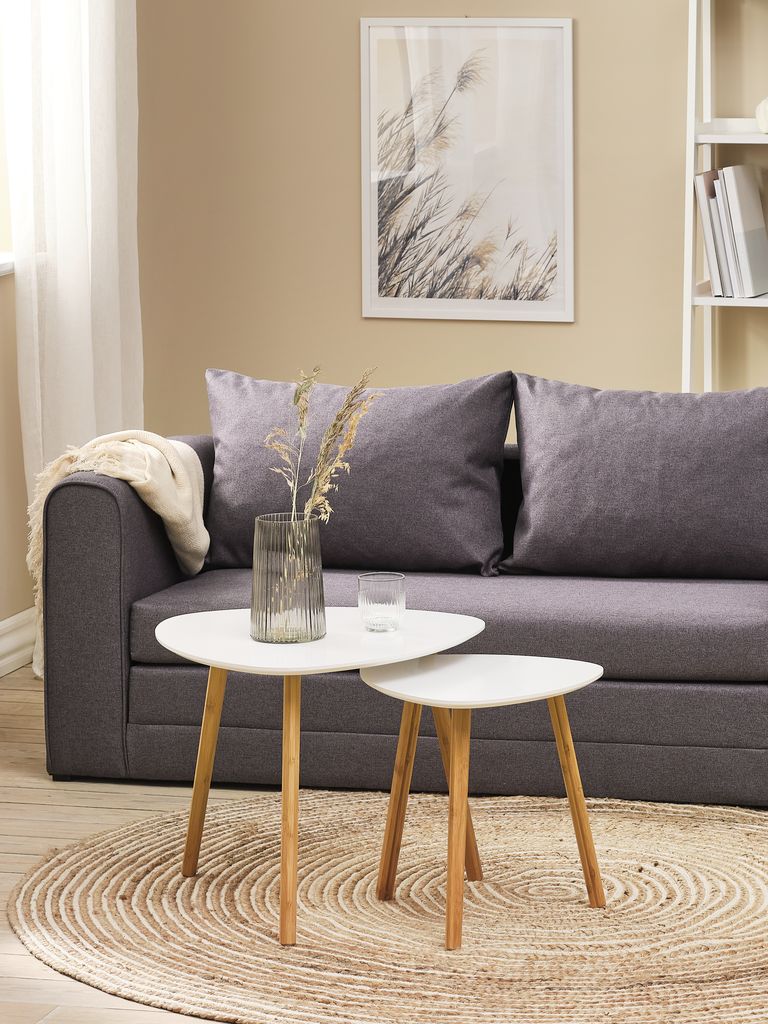 End table TAPS 55x55 white/bamboo