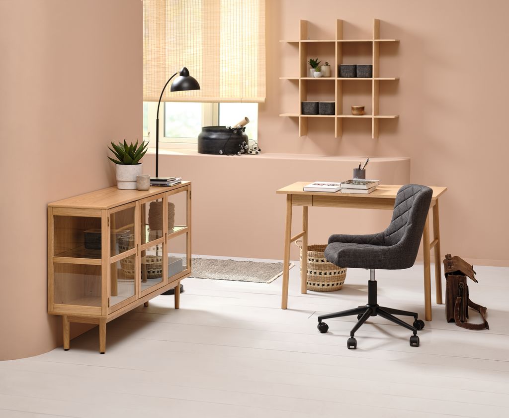 Desk chair PEBRINGE dark grey fabric/black