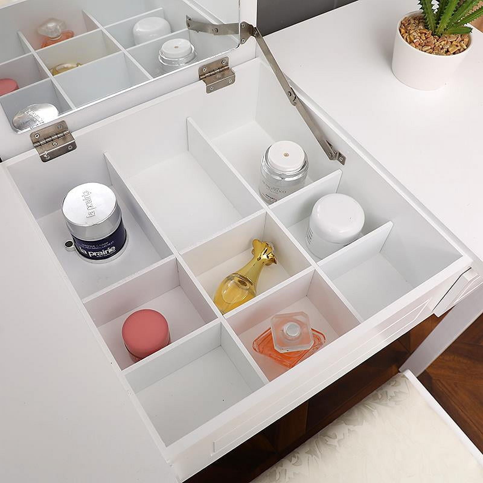 Lowest Prices - Ktaxon Dressing Table Vanity Set Makeup Table with Flip-top Mirror,Cushioned Stool and 2 drawers,White
