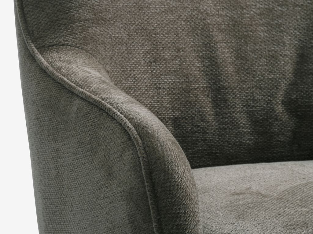 Armchair BREDAL olive green fabric/oak colour