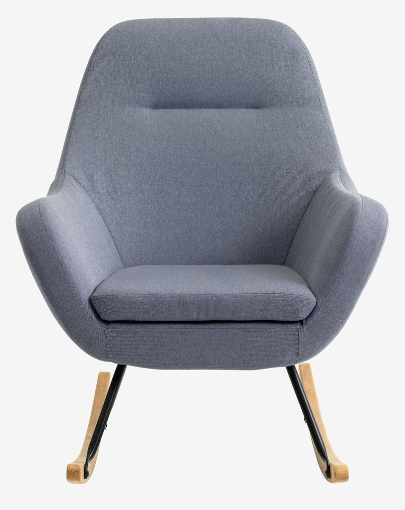 Rocking chair NEBEL light blue fabric