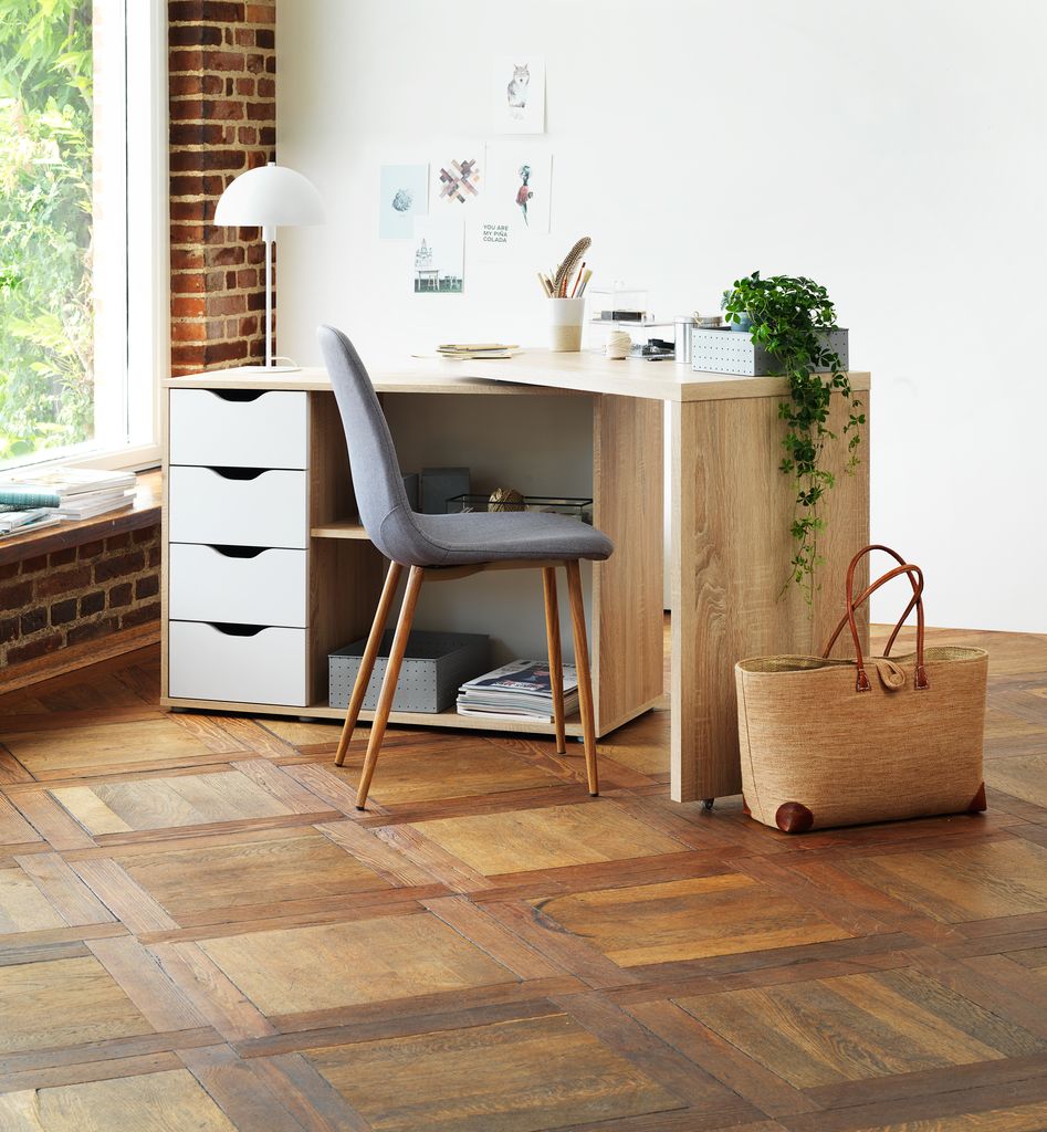 Desk LANGAGER 41-107x107-165 light oak colour/white