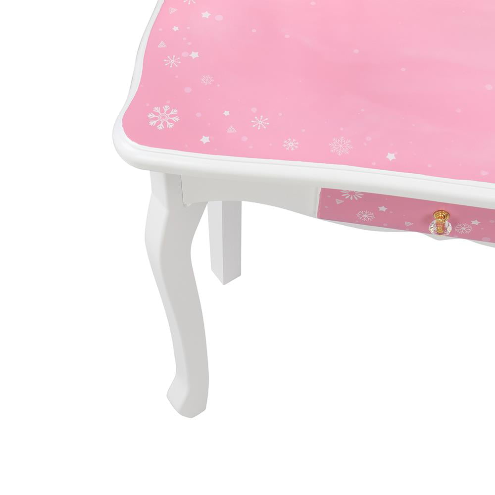 Lowest Prices - BaytoCare Kids Vanity Table Wooden Dressing Table with Stool and Drawer