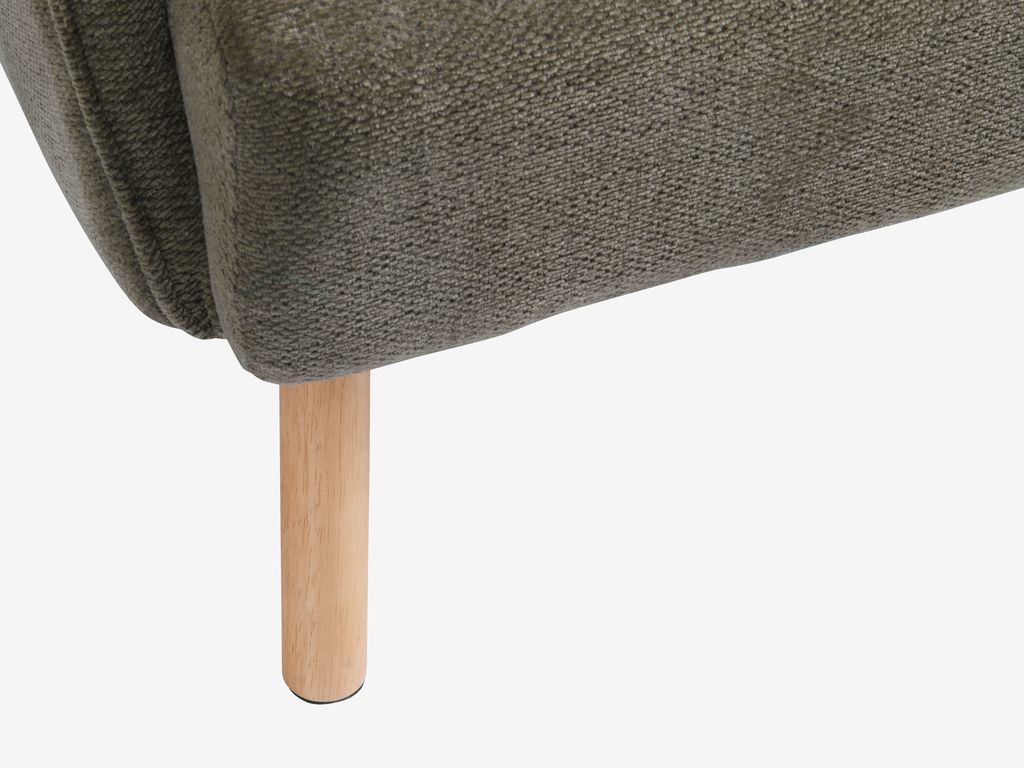 Armchair BREDAL olive green fabric/oak colour