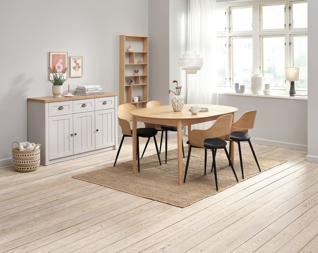 Sideboard MARKSKEL 3 doors light grey/oak colour