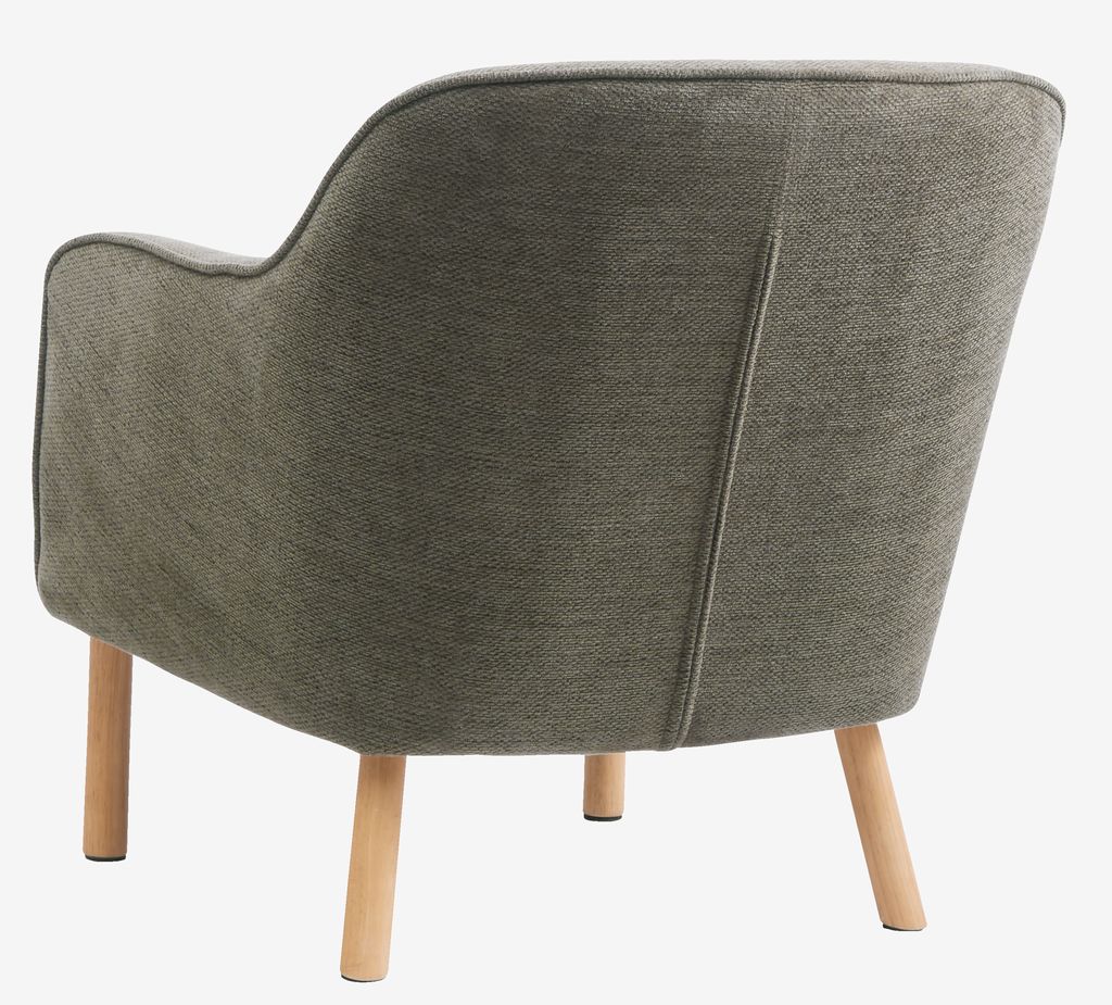 Armchair BREDAL olive green fabric/oak colour