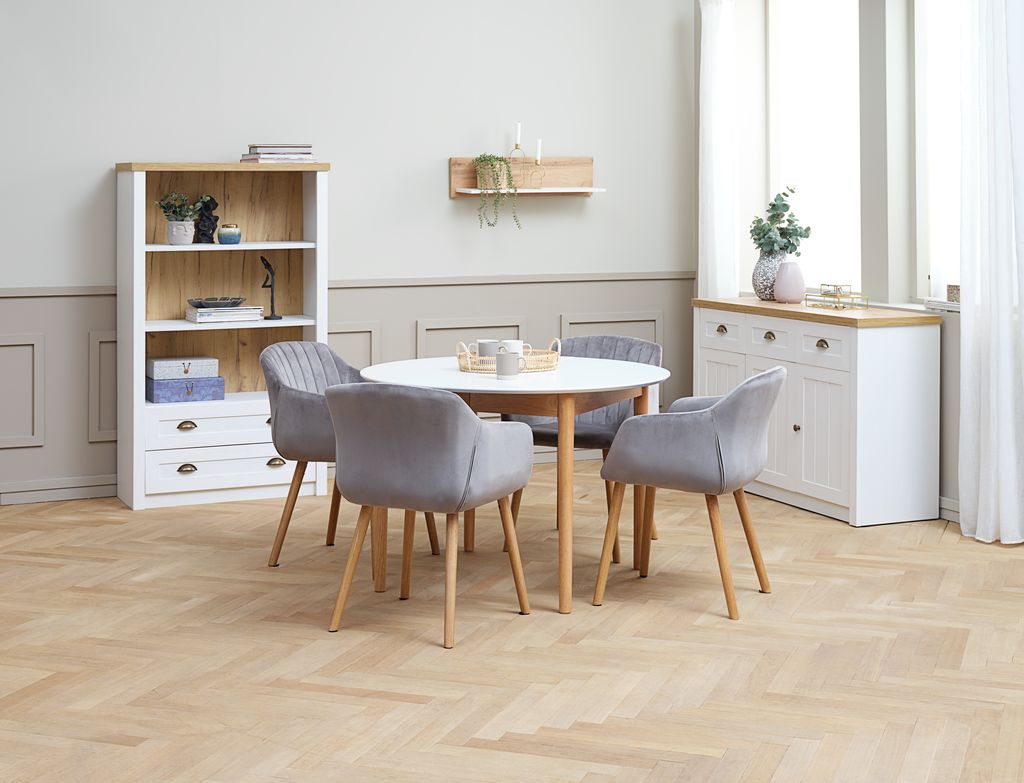 Sideboard MARKSKEL 3 doors white/oak
