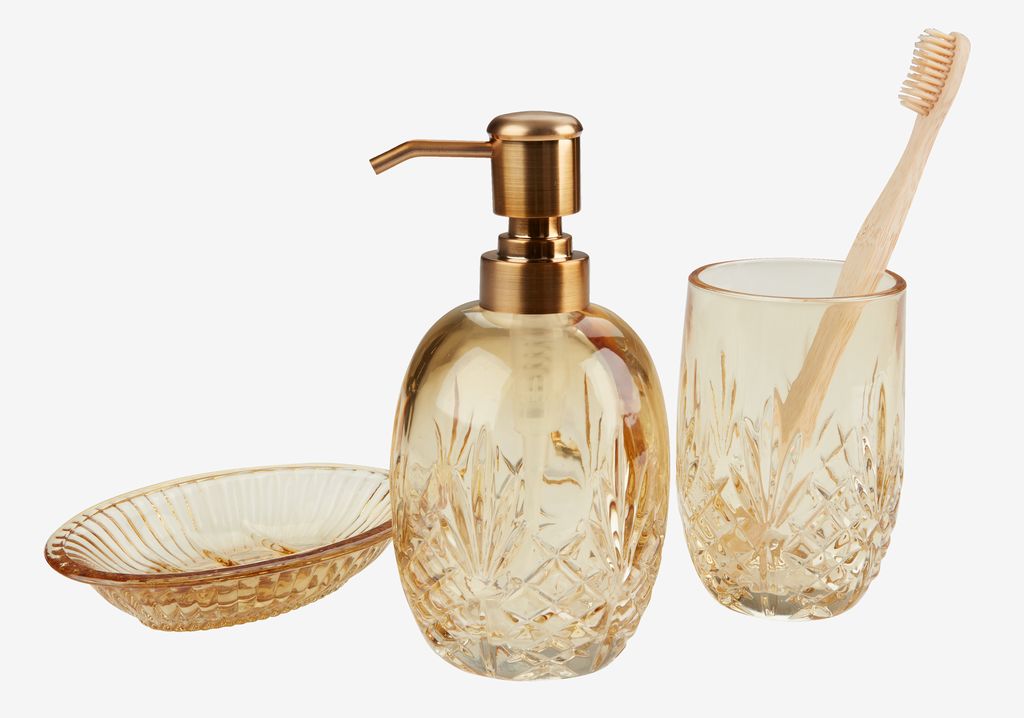 Soap dispenser EDSVALLA recycled glass yellow