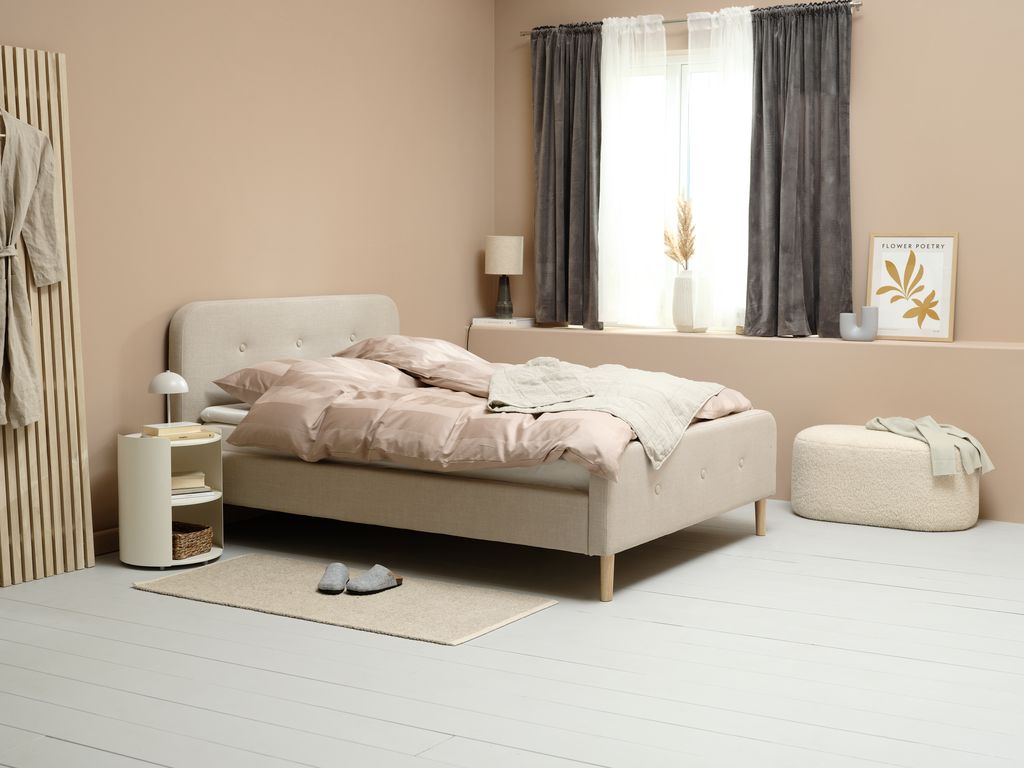 Bed frame KONGSBERG King beige fabric