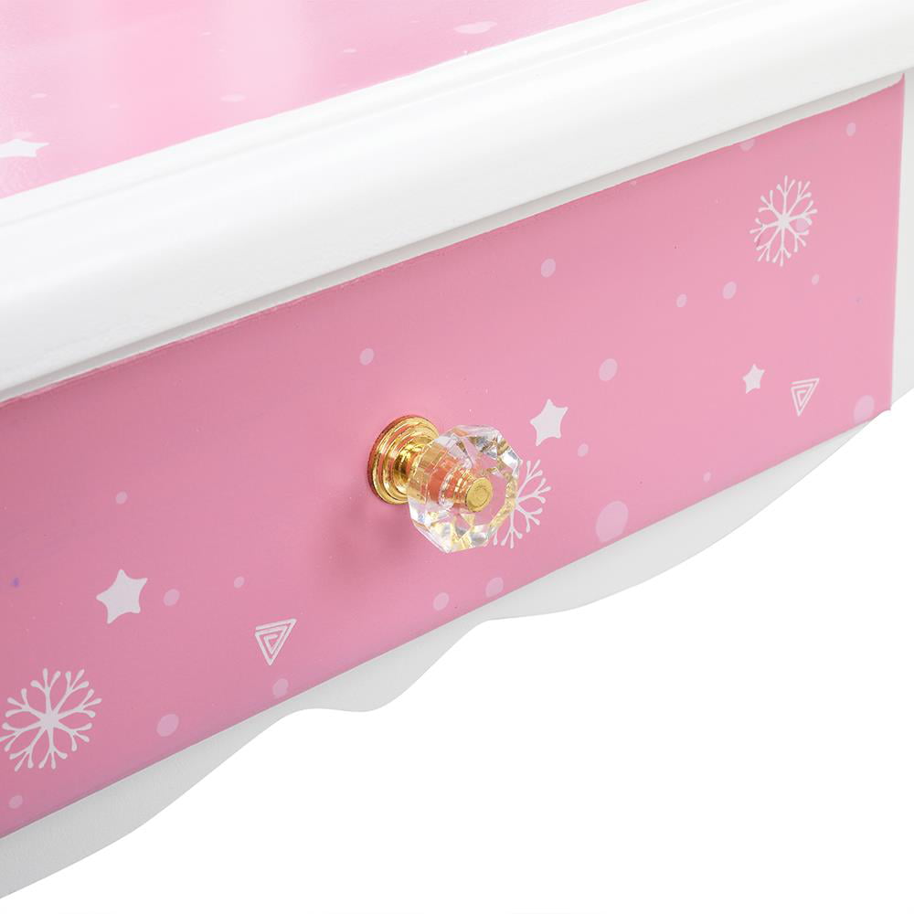 Lowest Prices - BaytoCare Kids Vanity Table Wooden Dressing Table with Stool and Drawer