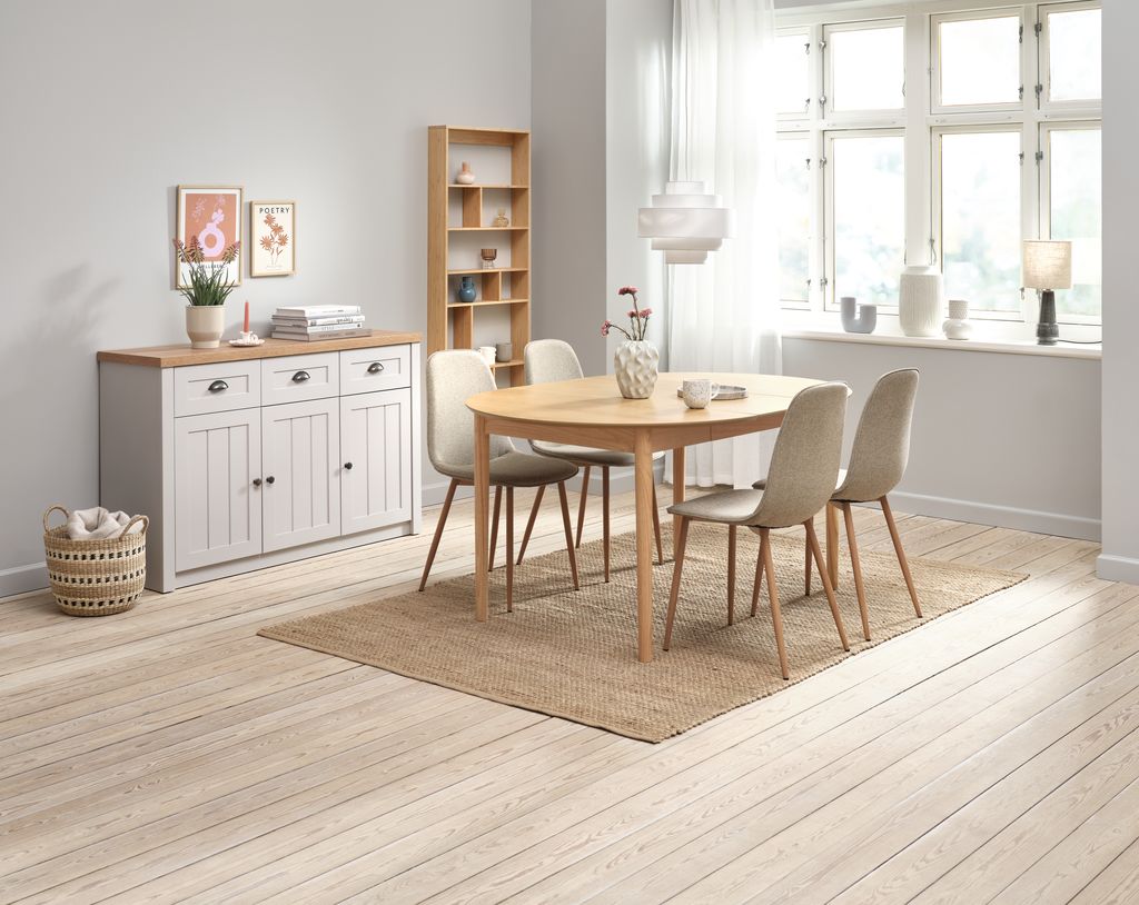 Sideboard MARKSKEL 3 doors light grey/oak colour