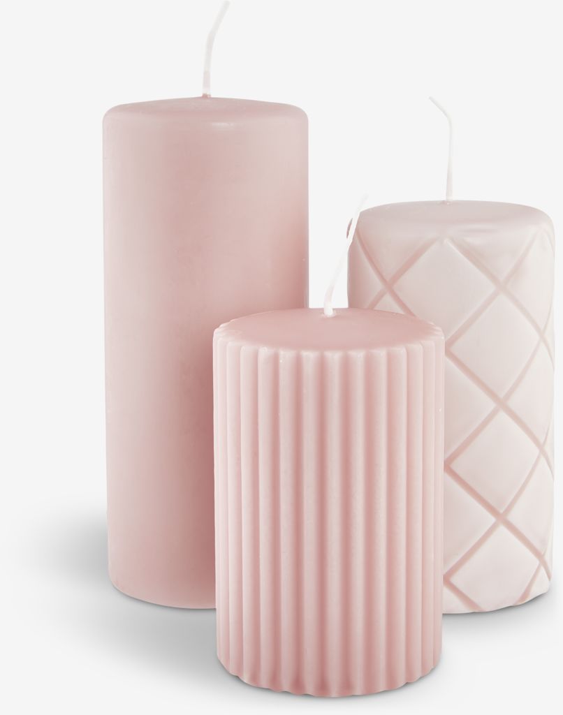 Pillar candle ALFRED rose set of 3