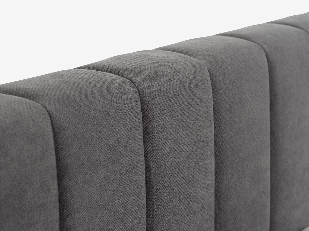 Bed frame HASLEV w/storage Double dark grey fabric