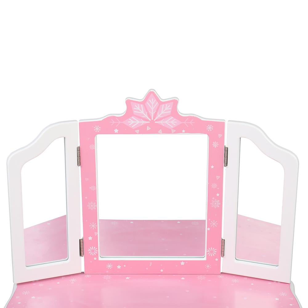 Lowest Prices - BaytoCare Kids Vanity Table Wooden Dressing Table with Stool and Drawer
