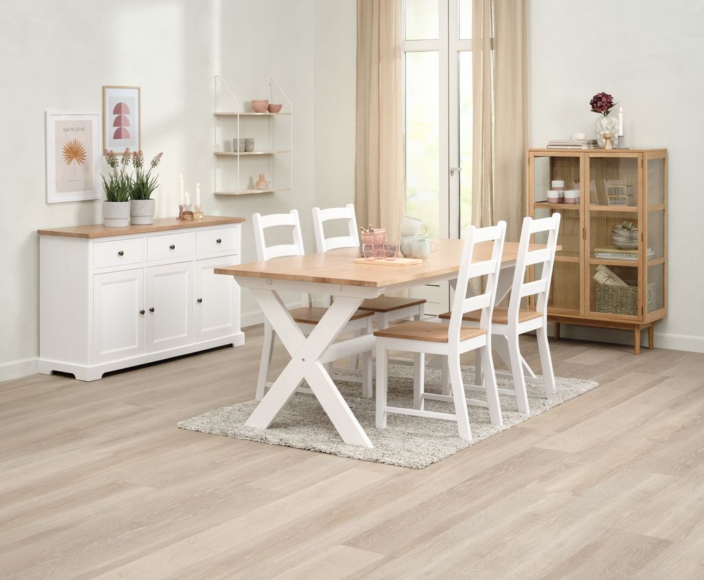 Sideboard VISLINGE 3 doors 3 drawers natural/white