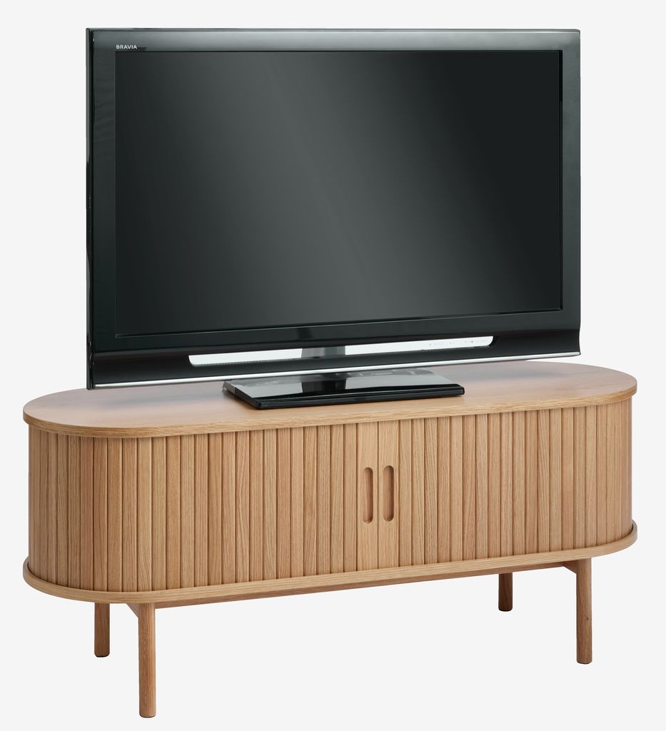 TV bench LYNGVIG 120cm 2 tambour doors natural oak