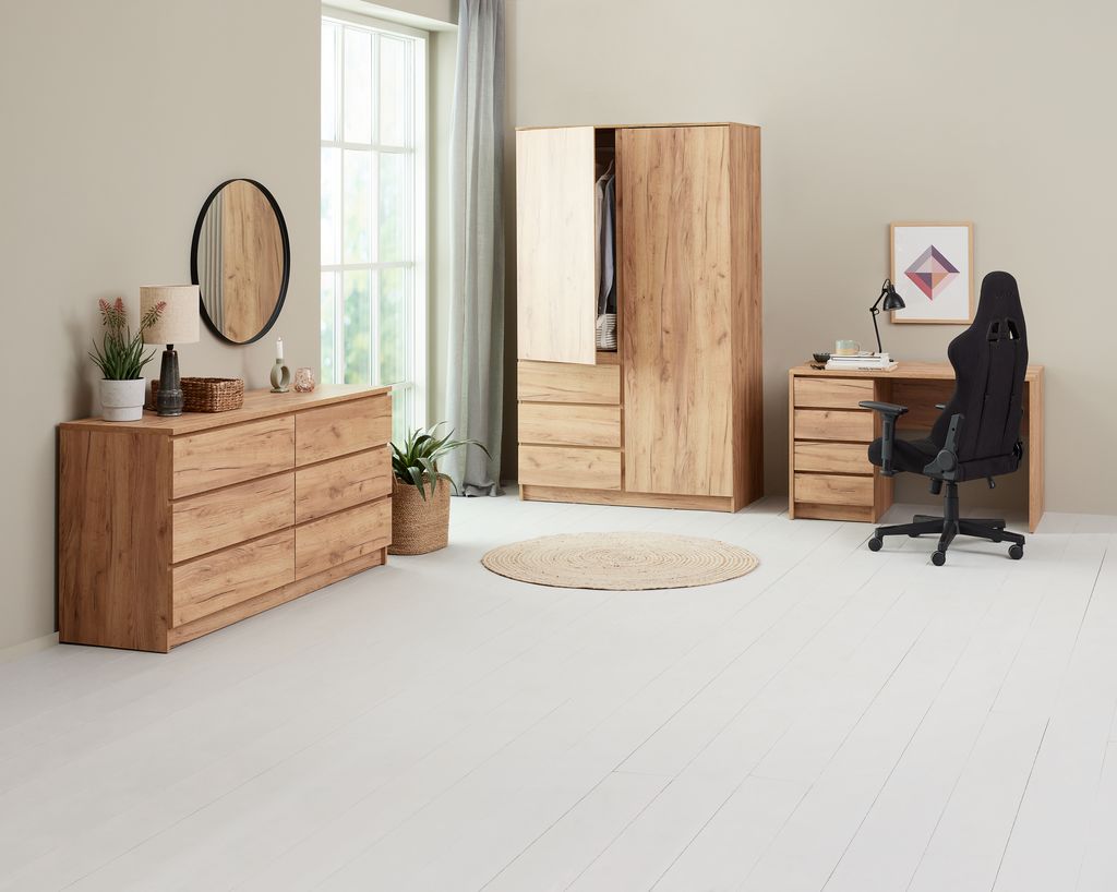 Desk LIMFJORDEN 60x120 4 drawers natural oak colour