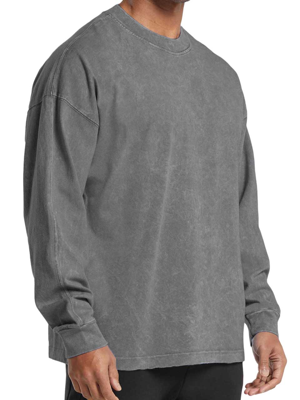 Men's Vintage Distressed Washed Long Sleeve Casual T-Shirt