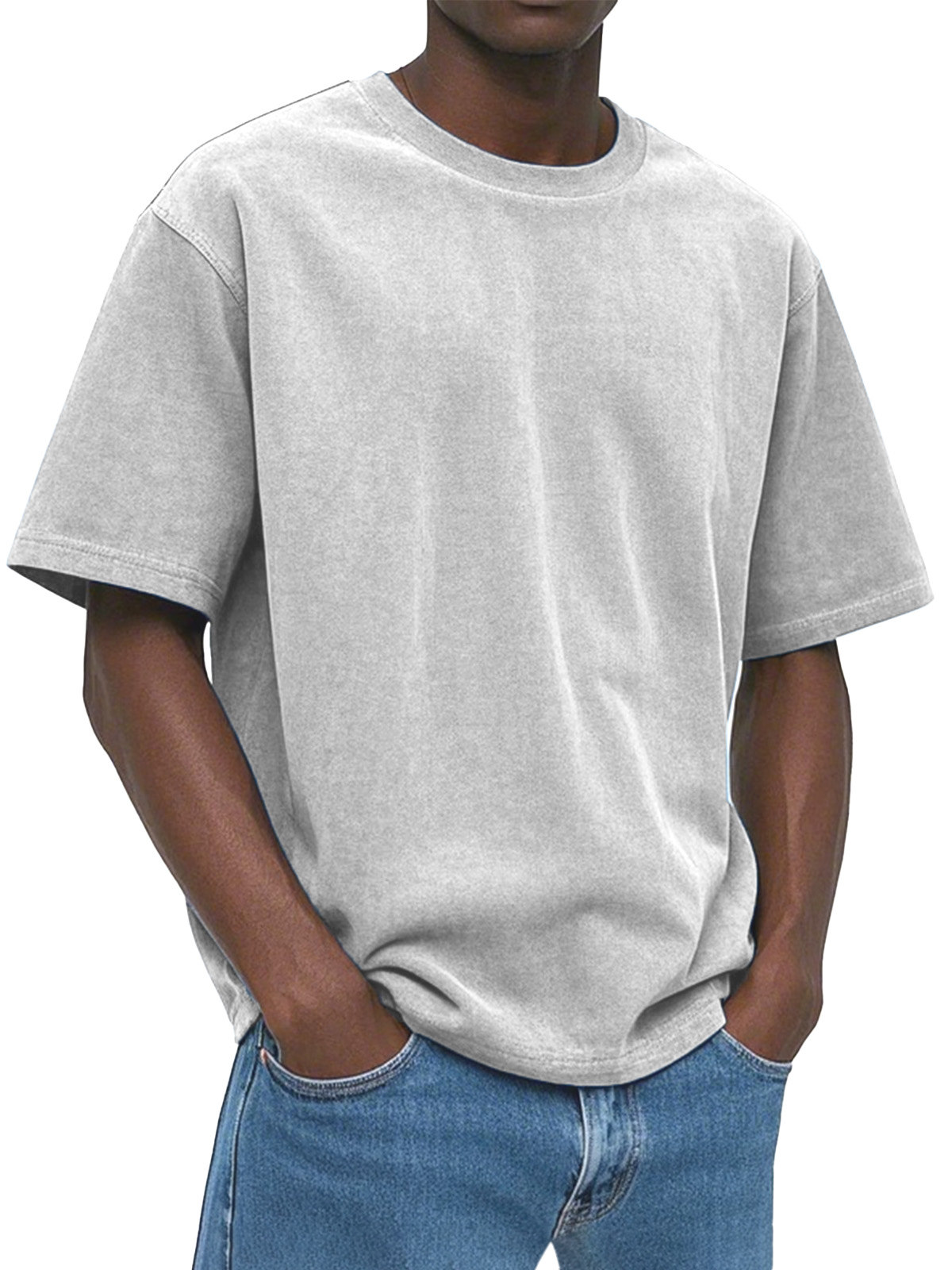 Men's Casual, Comfortable And Loose Solid Color Suede Short-sleeved T-shirt
