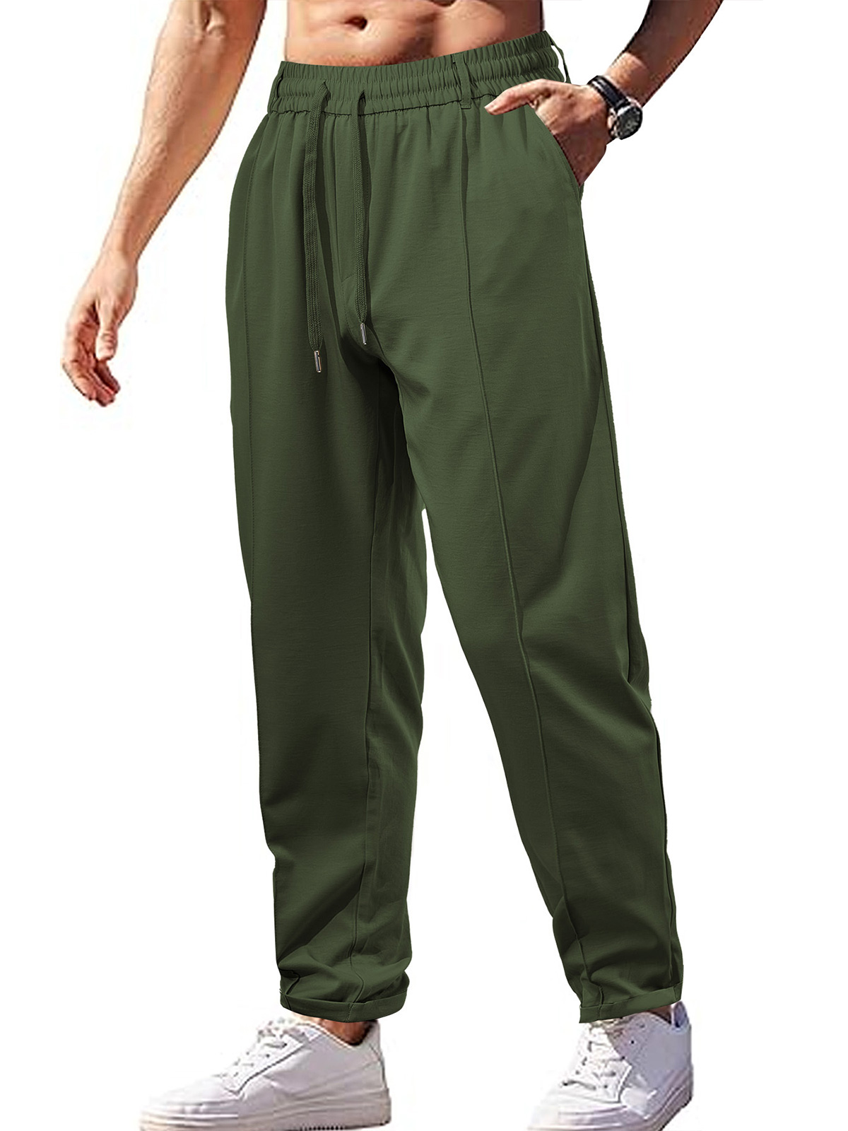 Men's Casual Loose Breathable High Waisted Lace Casual Trousers