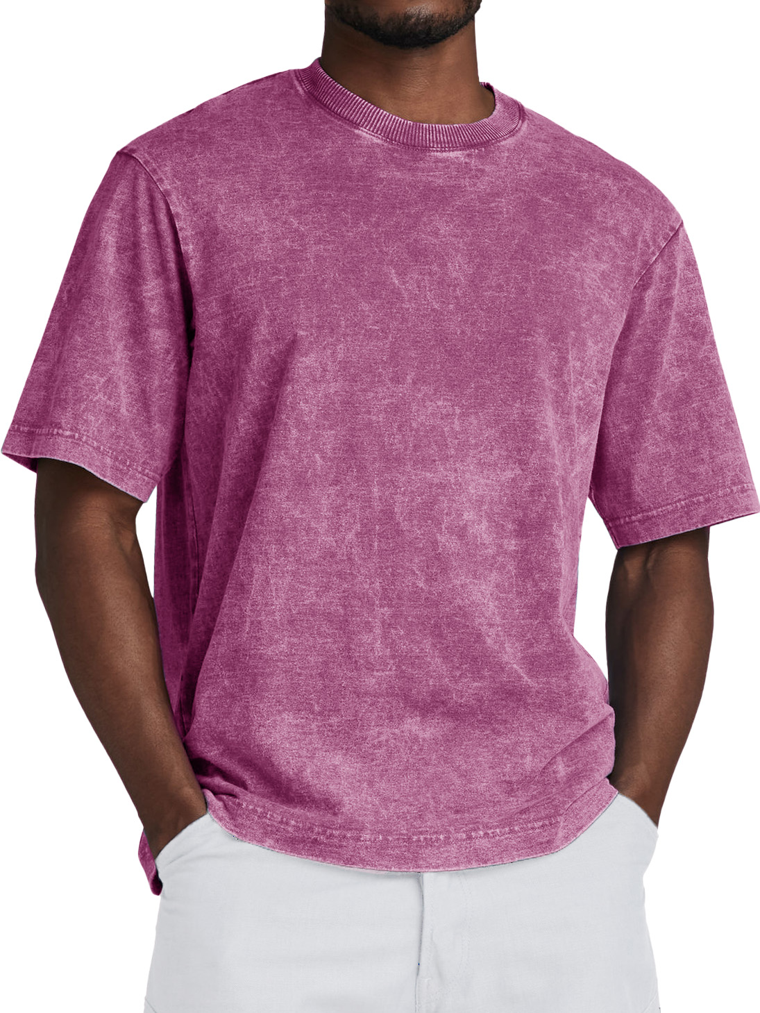 Men's Fashion Retro Washed Distressed Cotton Short-sleeved T-shirt