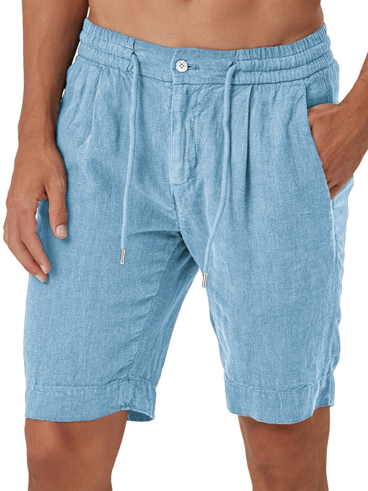 Men's Comfort Linen Lace-Up Elastic Waist Beach Shorts