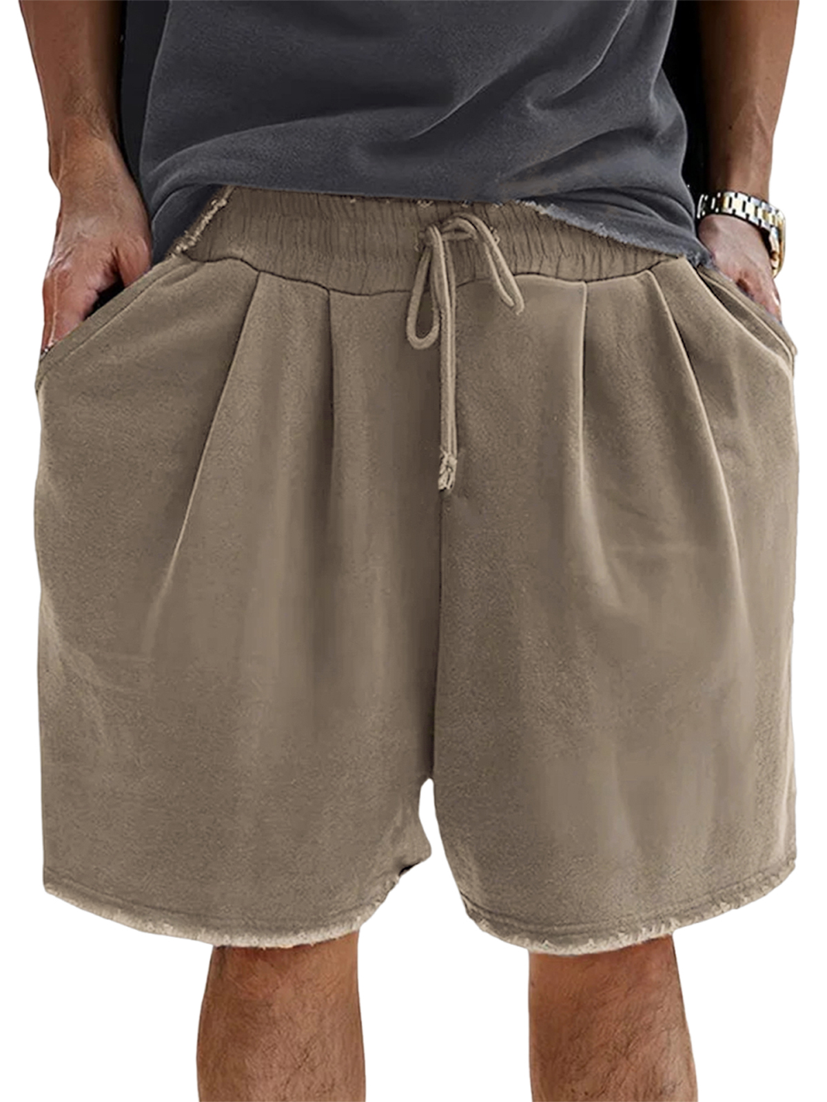 Men's Loose Cotton Vintage Pleated Lace-Up Sports Casual Daily Shorts