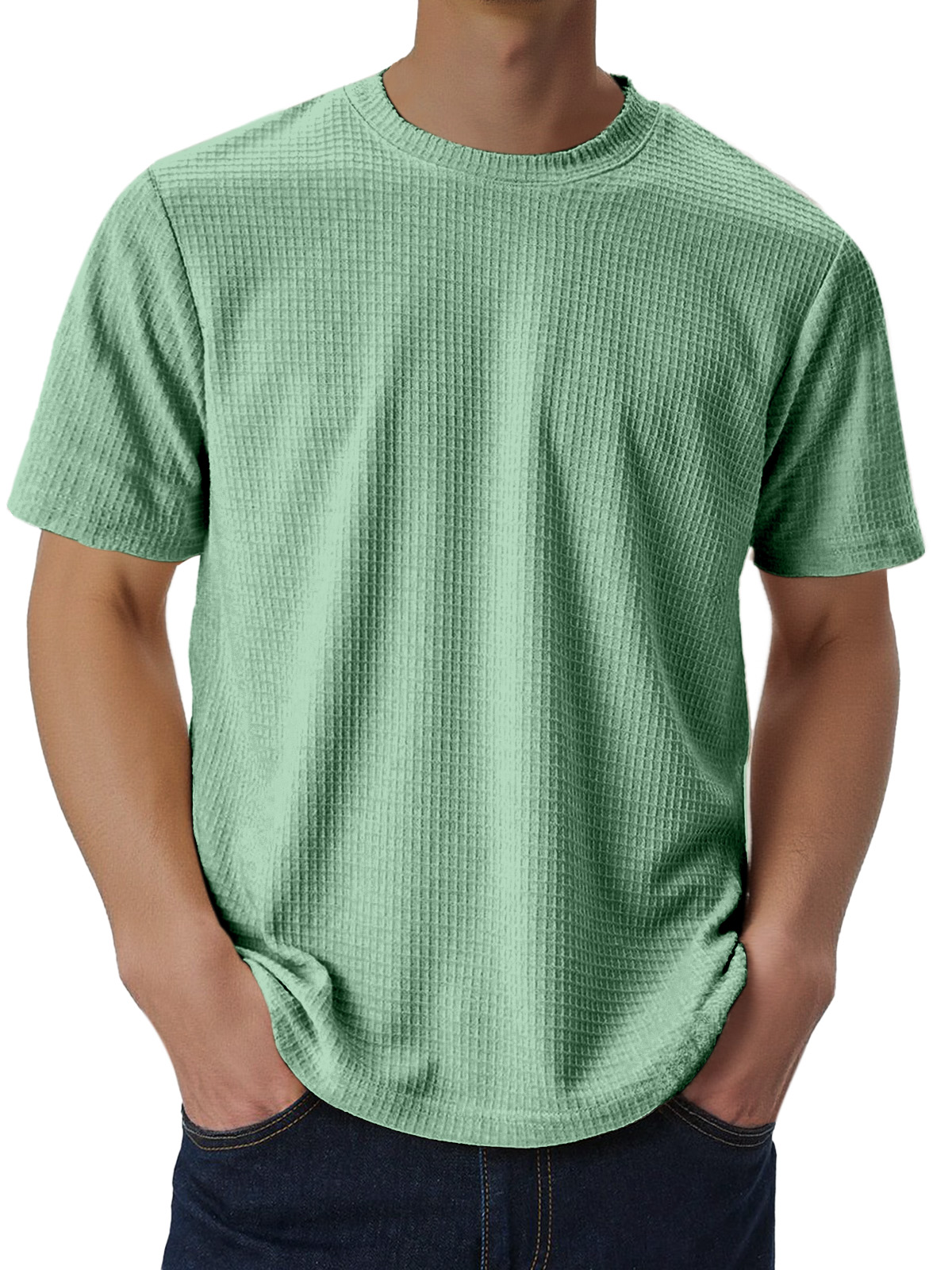 Men's Casual Loose Comfortable Waffle Short Sleeve T-shirt