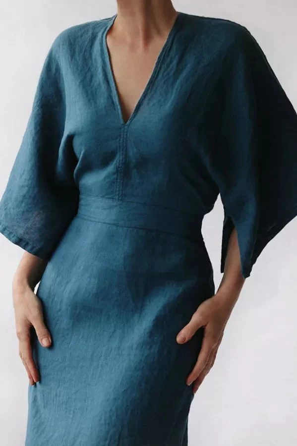 Linen Casual Midi Dress