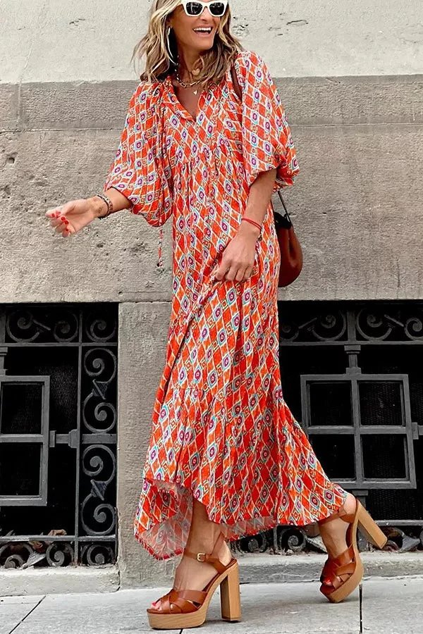 Printed Relaxed Midi Dress