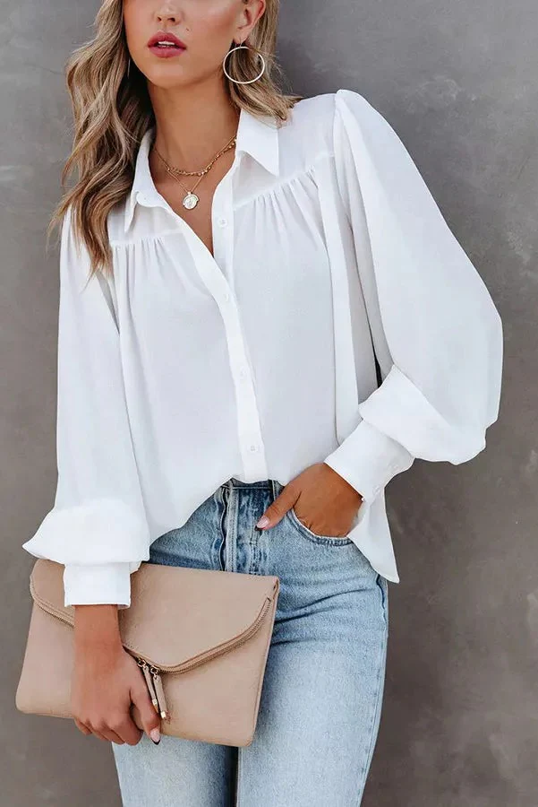Button Down Loose Blouse