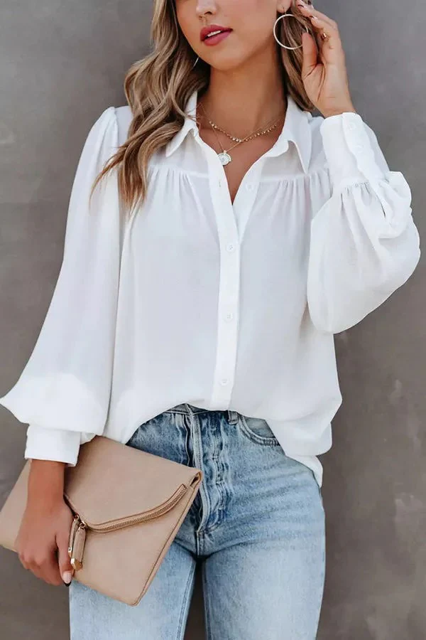Button Down Loose Blouse