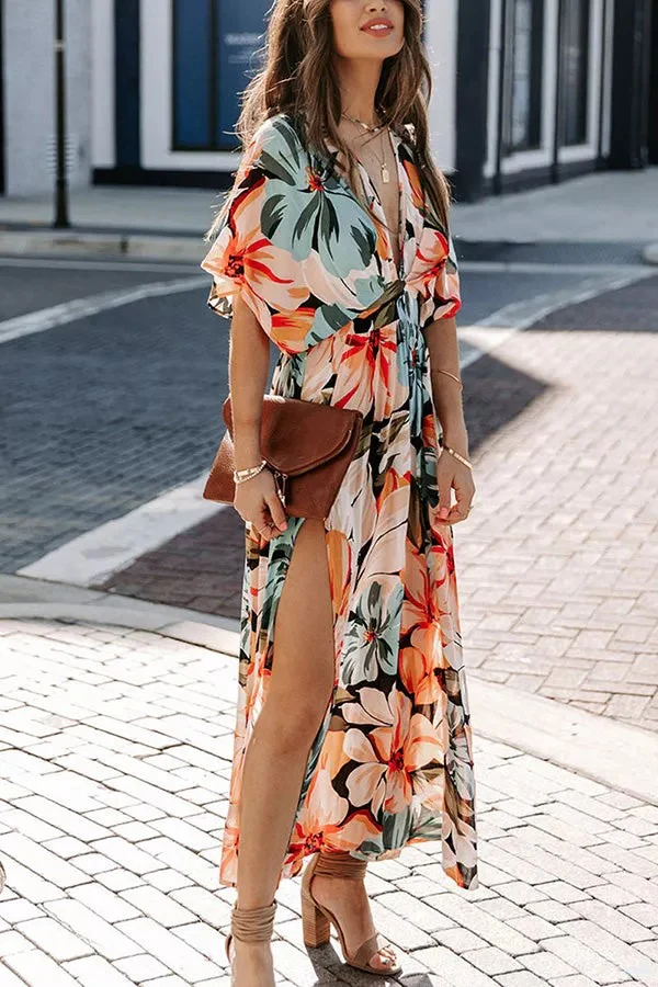 Floral Slit Midi Dress
