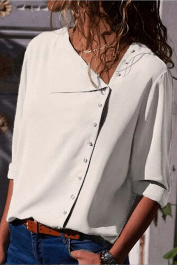 Button Irregular Loose Blouse