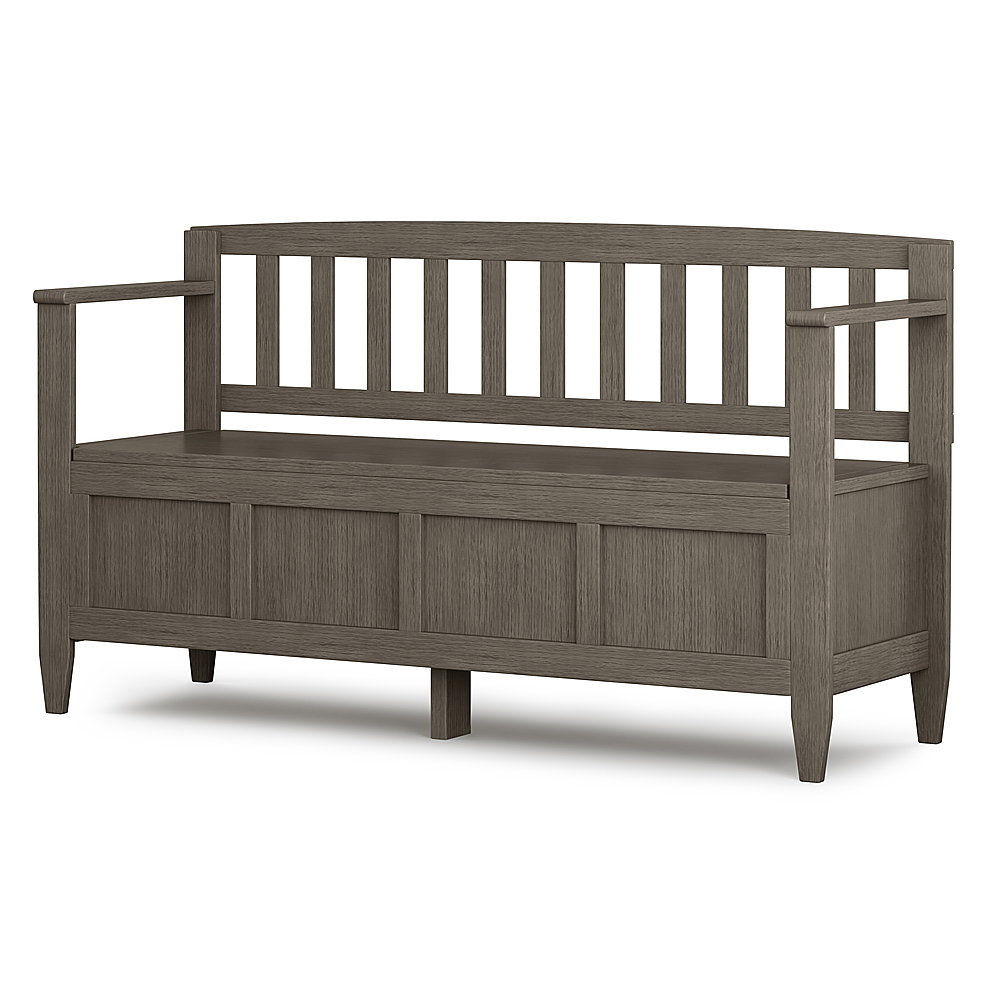 Simpli Home Brooklyn Entryway Storage Bench Farmhouse Grey