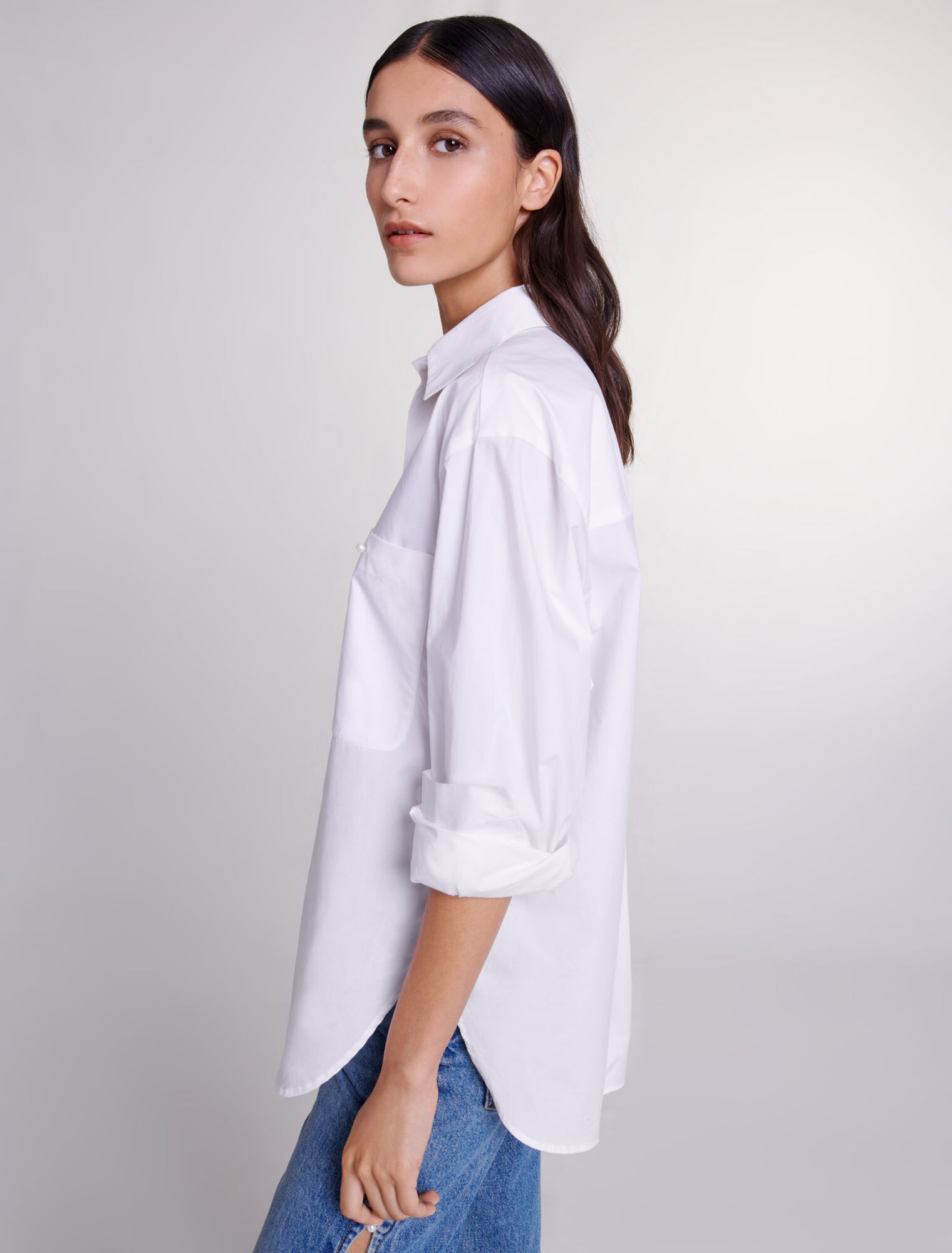 White cotton poplin shirt