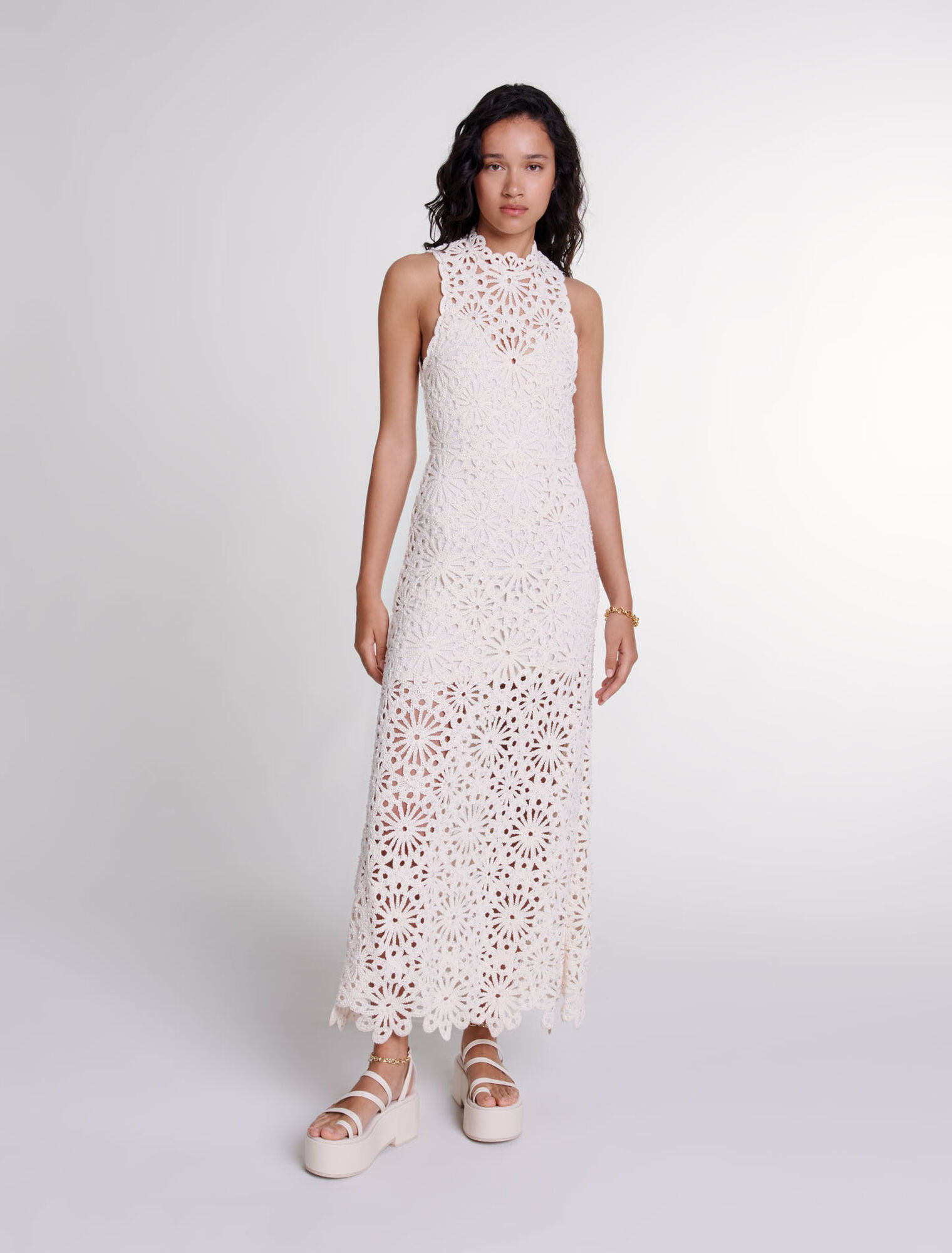 Beaded crochet maxi dress