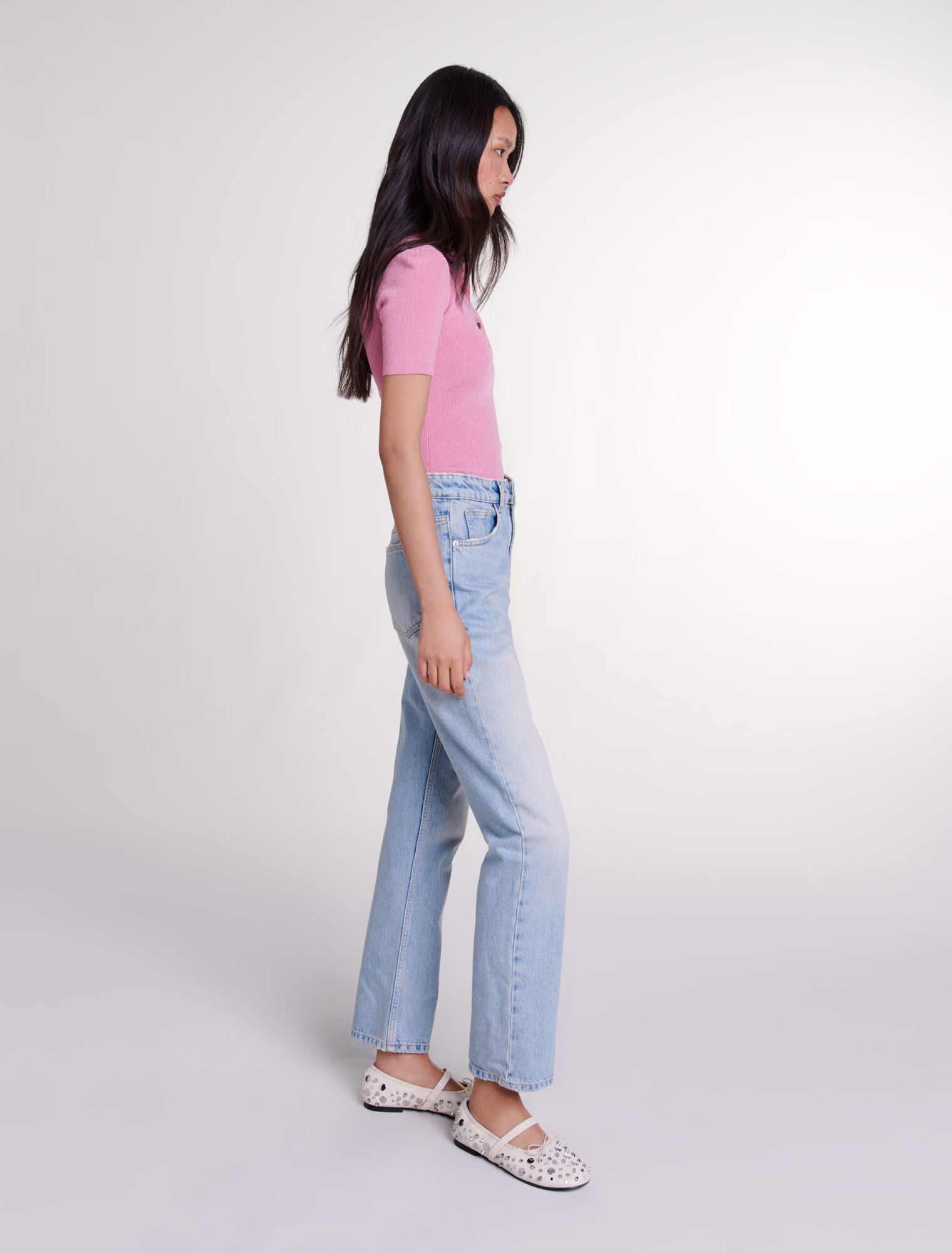 Sparkly knit polo shirt