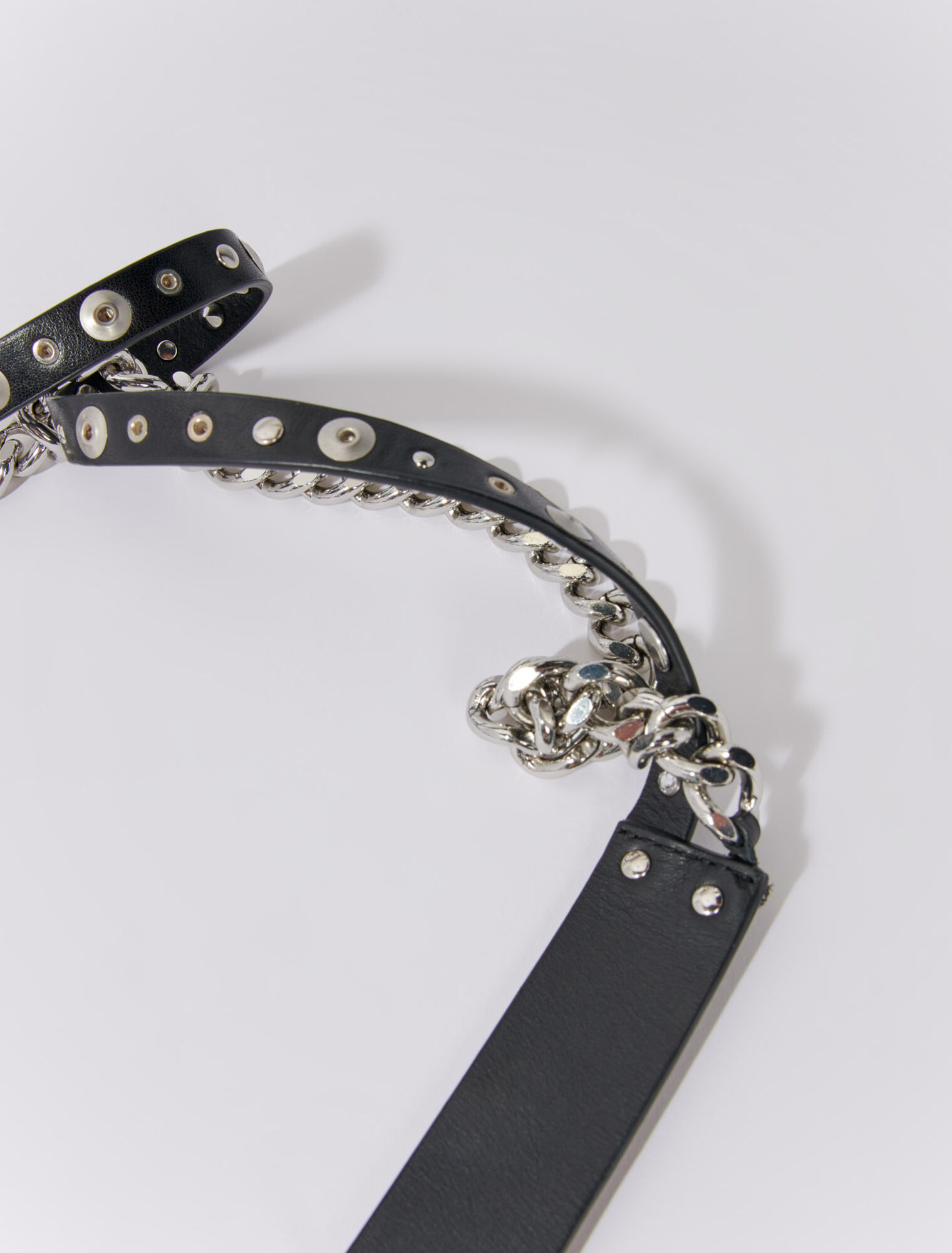 Double leather and chain belt