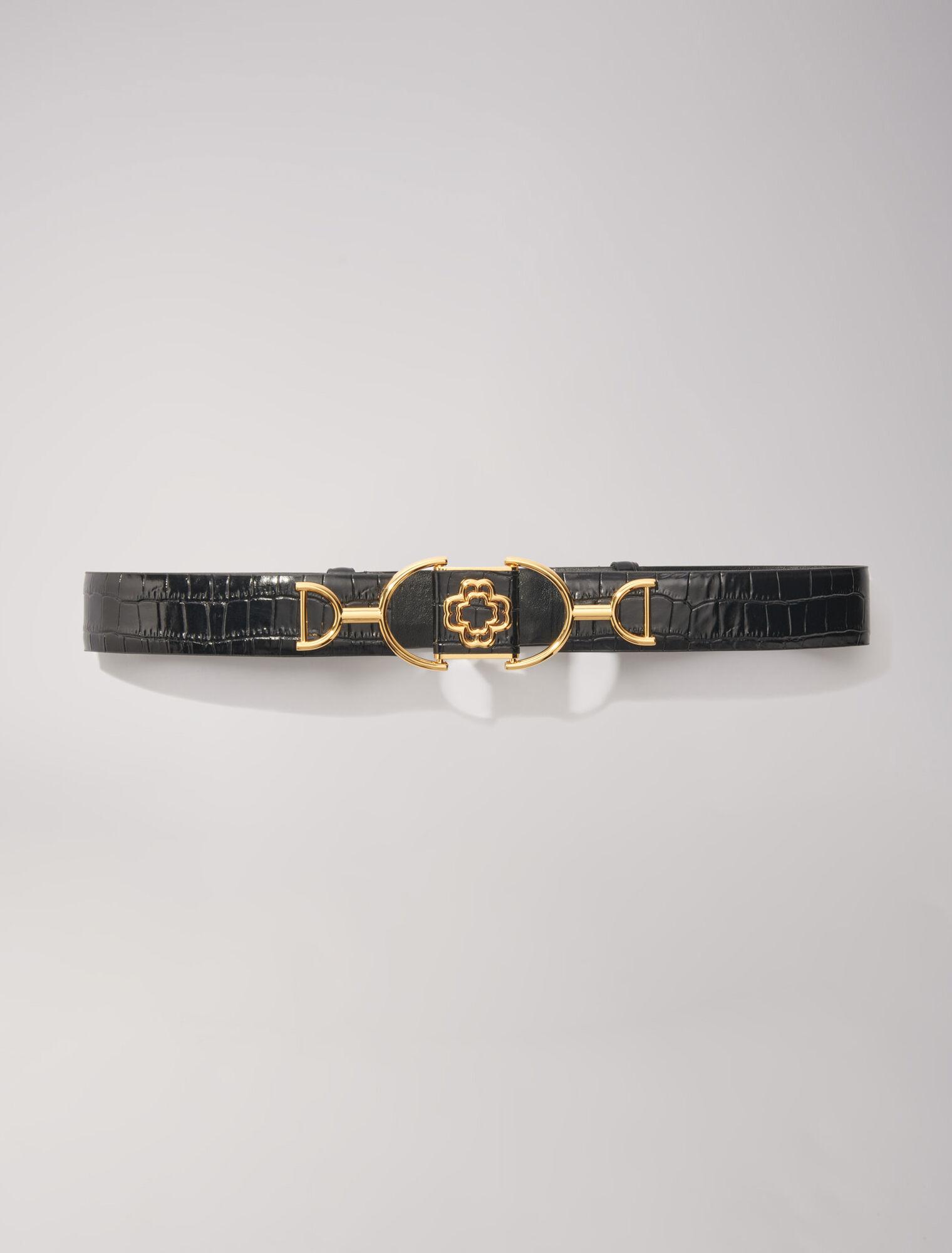 Wide smooth leather belt